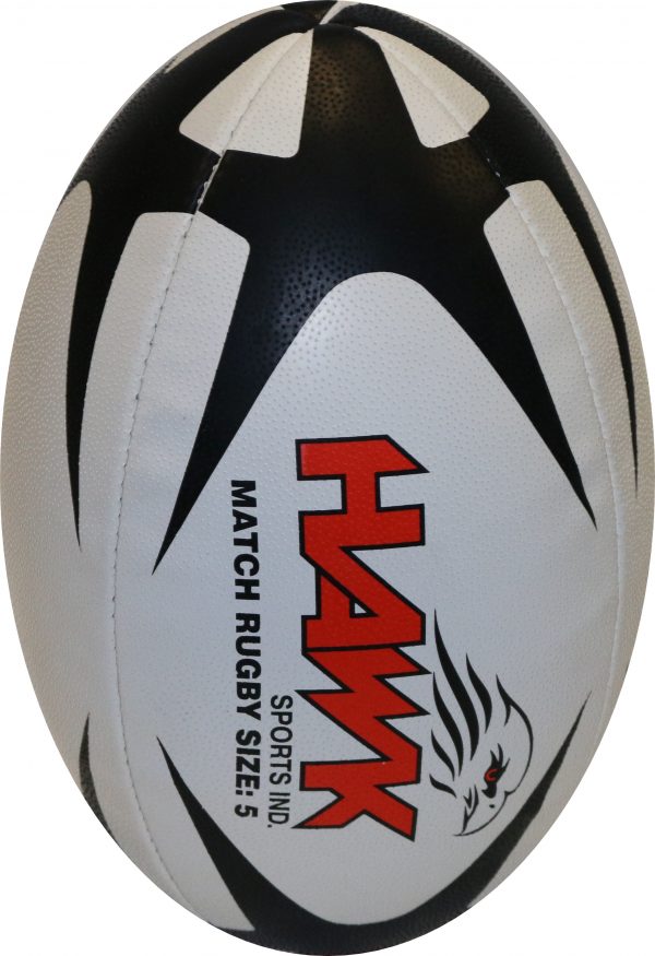 Match Rugby ball Size 5 Standard Grip Rugby ball 100% HandSewn, Brand Hawk ®