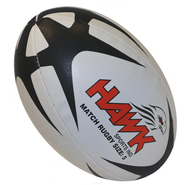 Match Rugby ball Size 5 Standard Grip Rugby ball 100% HandSewn, Brand Hawk ®