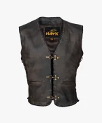 Hawk® Men’s Leather Motorbike Vest – Classic & Durable