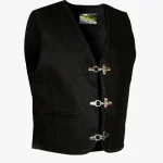 Hawk® Men’s Black Leather Biker Vest – Motorcycle & Chopper Style