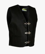 Hawk® Men’s Black Leather Biker Vest – Motorcycle & Chopper Style