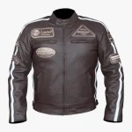 Hawk® Brown Leather Biker Jacket – Retro Chopper Style
