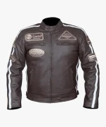 Hawk® Brown Leather Biker Jacket – Retro Chopper Style